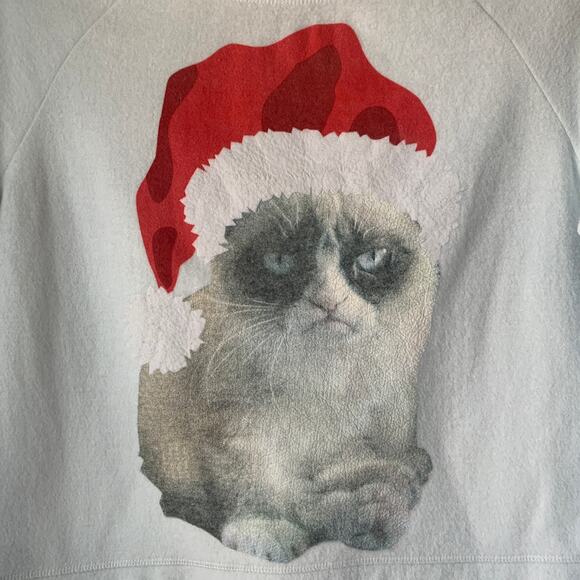 Sugar Rush Ugly Christmas Sweatshirt with Grumpy Cat in Santa Hat Size Small - Picture 2 of 14